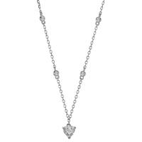 Collier Argent Zircone 5 Pierres Rhodié Coeur 40-45 cm-603371
