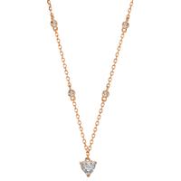 Collier Argent Zircone 5 Pierres rosé Plaqué or Coeur 40-45 cm-603372