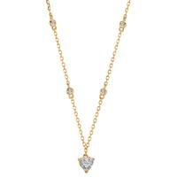 Collier Argent Zircone 5 Pierres jaune Plaqué or Coeur 40-45 cm-603373