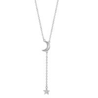 Collier Argent Zircone Rhodié Lune 40-45 cm-603386