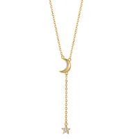 Collier Argent Zircone jaune Plaqué or Lune 40-45 cm-603388