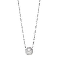 Collier Argent Zircone Rhodié perle d'eau douce blanc, 6 mm 40-45 cm Ø9 mm-603392