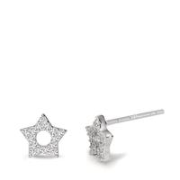 Clous d'oreilles Argent Zircone blanc Rhodié Étoile Ø7 mm-603453