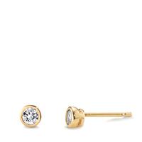 Clous d'oreilles Bronze Zircone 2 Pierres jaune Plaqué or Ø4 mm-603542