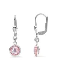 Pendant d'oreilles Argent Zircone rose, 2 Pierres Ø6 mm-603564