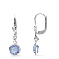 Pendant d'oreilles Argent Zircone pourpre, 2 Pierres Ø6 mm-603565