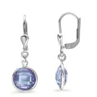 Pendant d'oreilles Argent Zircone pourpre, 2 Pierres Ø8 mm-603569