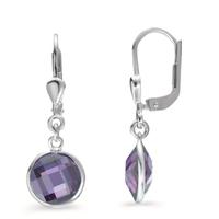 Pendant d'oreilles Argent Zircone violet, 2 Pierres Ø8 mm-603570