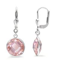 Pendant d'oreilles Argent Zircone rose Ø10 mm-603572