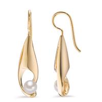 Pendant d'oreilles Argent jaune Plaqué or perle d'eau douce blanc, 2 Perles, 4.5 mm-603646
