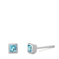 Clous d'oreilles Argent Topaze bleu, 2 Pierres Rhodié Ø4 mm-603649
