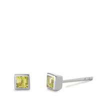 Clous d'oreilles Argent Topaze vert, 2 Pierres Rhodié Ø4 mm-603650