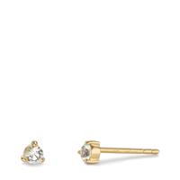 Clous d'oreilles Argent Topaze blanc, 2 Pierres jaune Plaqué or Ø3.5 mm-603657
