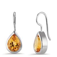 Pendant d'oreilles Argent Citrine 2 Pierres Rhodié-603662