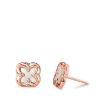 Clous d'oreilles Argent Zircone 8 Pierres rosé Plaqué or nacre blanc Ø9.5 mm-603711