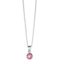 Chaînette avec pendentif Argent Zircone rose 40-42 cm Ø6 mm-604145