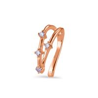 Ear cuff Argent Zircone pourpre, 4 Pierres rosé Plaqué or Ø10 mm-604201