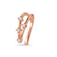 Ear cuff Argent Zircone 4 Pierres rosé Plaqué or Ø10 mm-604204