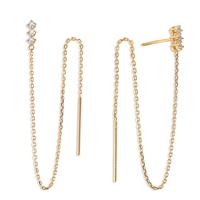 Boucles d'oreilles pendantes Bronze Zircone 6 Pierres 13.5 cm-604358