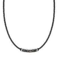Collier Acier inoxydable, Cuir noir PVD 50 cm Ø3.7 mm-604451