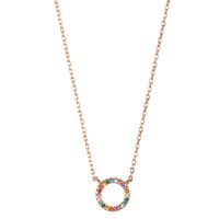 Collier Argent Zircone coloré rosé Plaqué or 42-45 cm Ø9 mm-604529