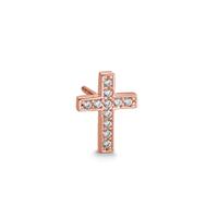 Clous d'oreille à l'unité Argent Zircone 11 Pierres rosé Plaqué or Croix-604536