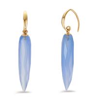 Pendant d'oreilles Argent Calcédoine bleu jaune Plaqué or-604755
