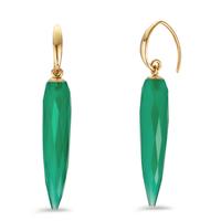 Pendant d'oreilles Argent Onyx vert, 2 Pierres jaune Plaqué or-604756