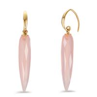 Pendant d'oreilles Argent Calcédoine rose, 2 Pierres jaune Plaqué or-604758