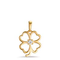 Pendentif Argent Zircone Plaqué or Feuille de Trèfle Ø13.5 mm-604760