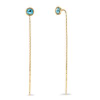 Pendant d'oreilles Argent Zircone aqua, 2 Pierres jaune Plaqué or Ø5.5 mm-604865