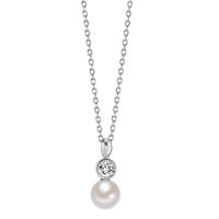 Chaînette avec pendentif Bronze Zircone Rhodié [shining Pearls] blanc, 6 mm 40 cm-605090
