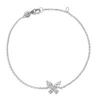 Bracelet Argent Zircone 4 Pierres Rhodié Papillon 16-18 cm-605140