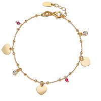 Bracelet Argent Zircone 4 Pierres jaune Plaqué or Coeur 17-19 cm-605297