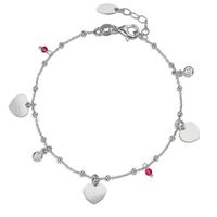 Bracelet Argent Zircone 4 Pierres Rhodié Coeur 17-19 cm-605298