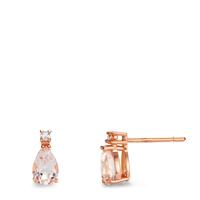 Clous d'oreilles Or rouge 18K Morganite, Diamant 0.032 ct, 2 Pierres, w-si-605314