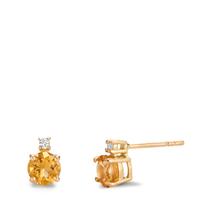 Clous d'oreilles Or jaune 18K Citrine 1 ct, 2 Pierres, Diamant 0.032 ct, 2 Pierres, w-si-605323