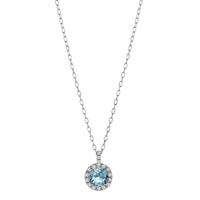Collier Or blanc 18K Diamant 0.096 ct, w-si, Topaze 40-42 cm-605711