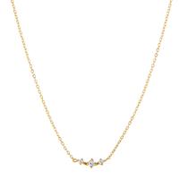 Collier Or jaune 18K Diamant 0.05 ct, 3 Pierres, w-si 40-42 cm-605715