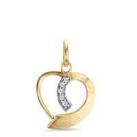 Pendentif Or jaune 9K Zircone 5 Pierres Coeur Ø12 mm-605745