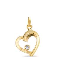 Pendentif Or jaune 9K Zircone Coeur Ø12 mm-605746