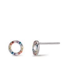 Clous d'oreilles Argent Zircone coloré Rhodié Ø7.5 mm-605755