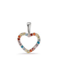 Pendentif Argent Zircone coloré Rhodié Coeur-605756