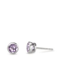 Clous d'oreilles Argent Améthyste 2 Pierres Rhodié Ø6.5 mm-605780