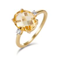 Bague Or jaune 9K Citrine, Zircone 2 Pierres-605822