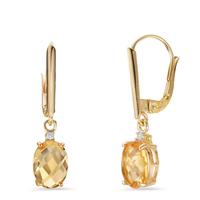 Pendant d'oreilles Or jaune 9K Citrine 2 Pierres, Zircone 2 Pierres-605824