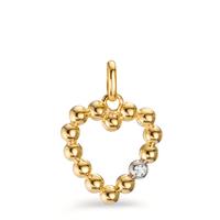 Pendentif Or jaune 9K Zircone Coeur Ø13 mm-605856