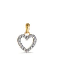 Pendentif Or jaune 9K Zircone Coeur Ø8 mm-605877