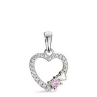 Pendentif Argent Zircone Rhodié Coeur Ø11 mm-605883