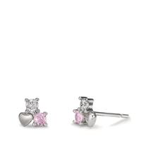 Clous d'oreilles Argent Zircone 4 Pierres Rhodié Coeur-605884